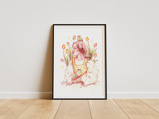 "Spring Is Sprung" Pencil A4  Art Print