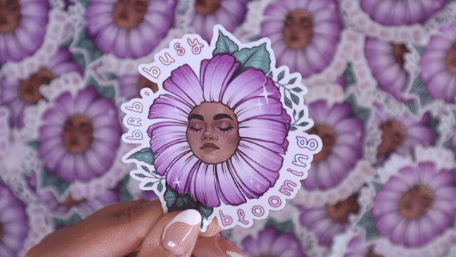 "brb, busy blooming" Holographic Vinyl sticker